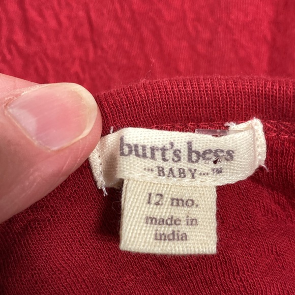 Burts bees organic cotton red full side snap long sleeve jumpsuit 12m - Picture 8 of 9